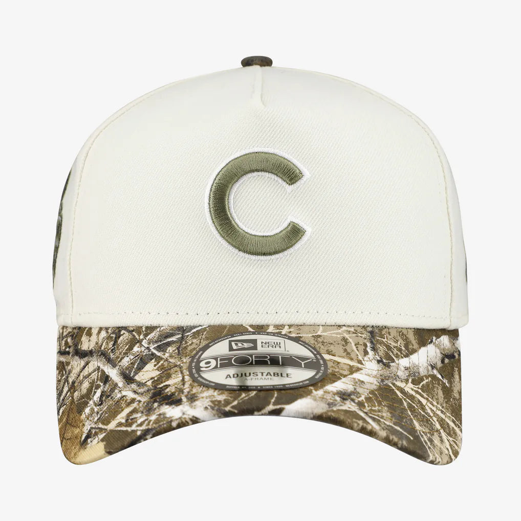 Chicago Cubs New Era 9FORTY A-Frame Adjustable Hat - Cream/Realtree Camo Techwosell