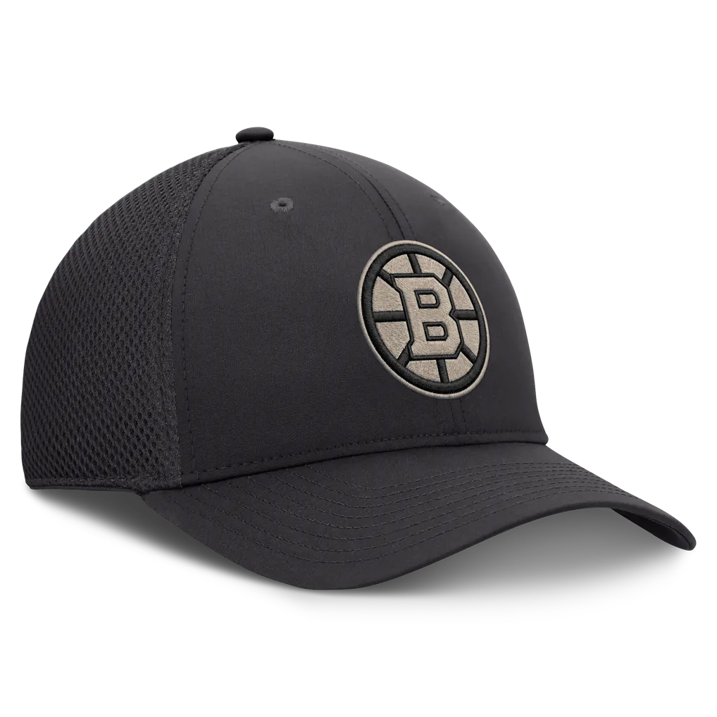 Boston Bruins Fanatics Road Meshback Stretch Hat - Charcoal Techwosell