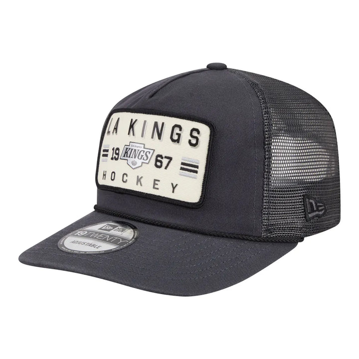 Los Angeles Kings New Era Washed Patch 19TWENTY Trucker Adjustable Hat - Charcoal