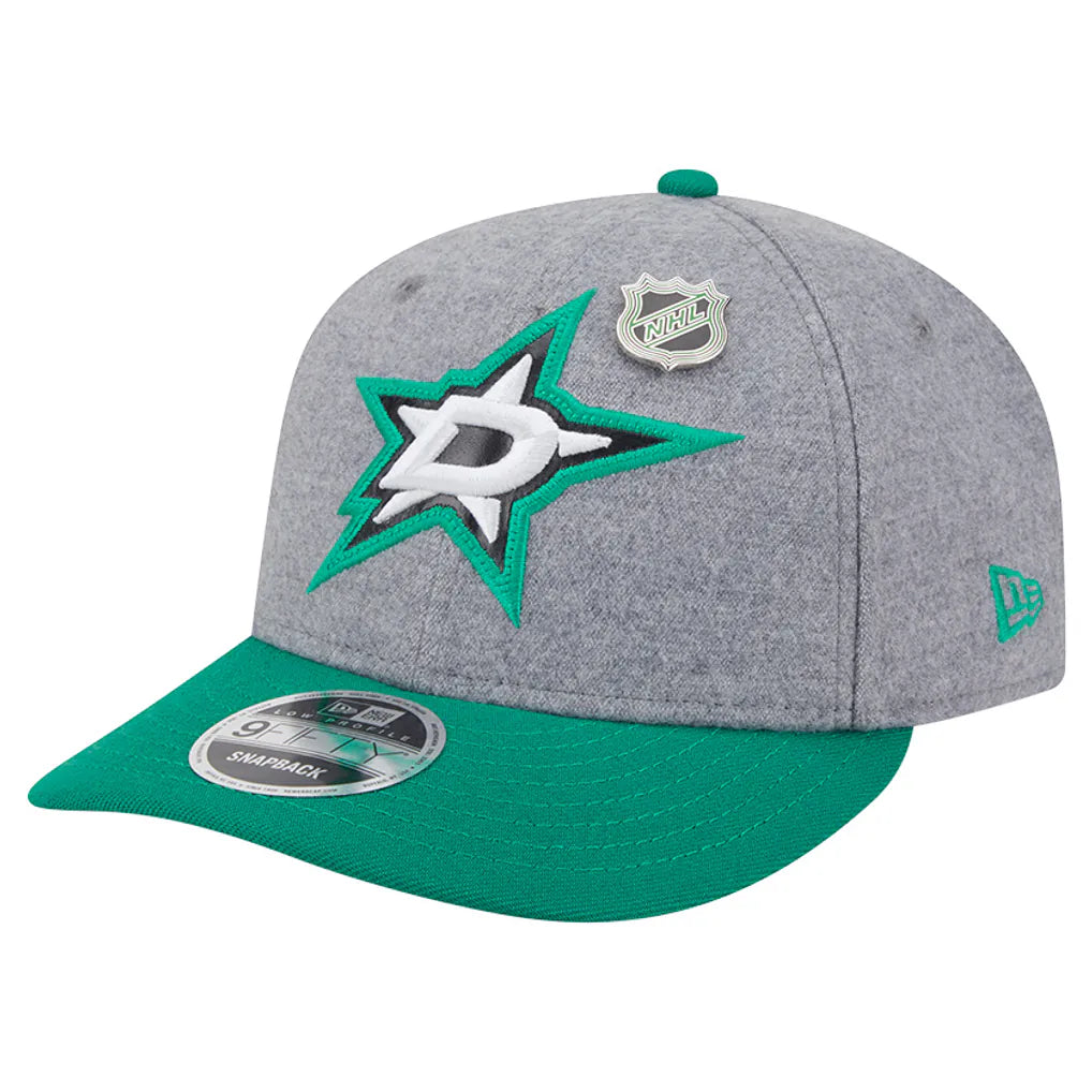 Dallas Stars New Era Wool Pin Low Profile 9FIFTY Snapback Hat - Kelly Green/Green