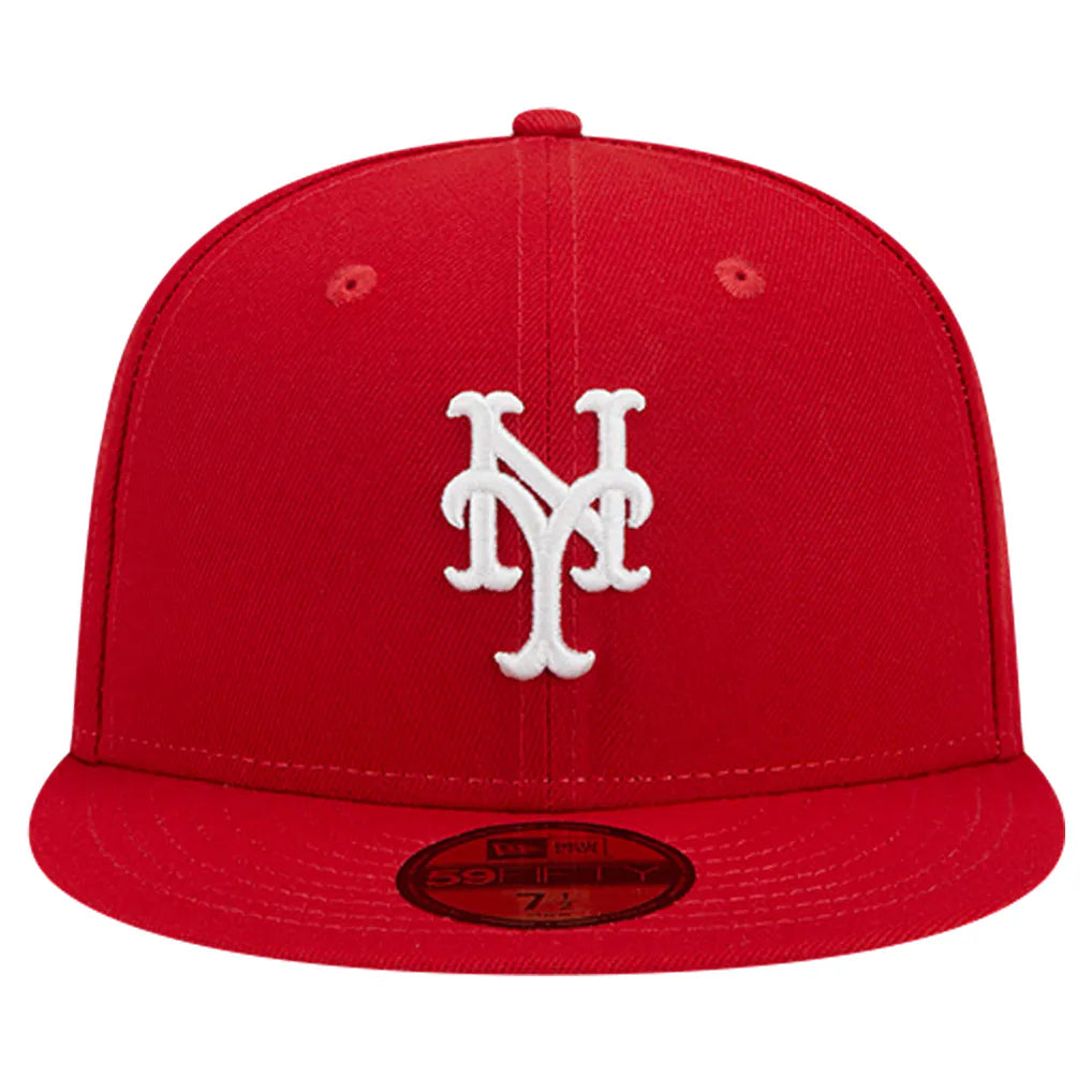 New York Mets New Era Logo 59FIFTY Fitted Hat - Red Techwosell