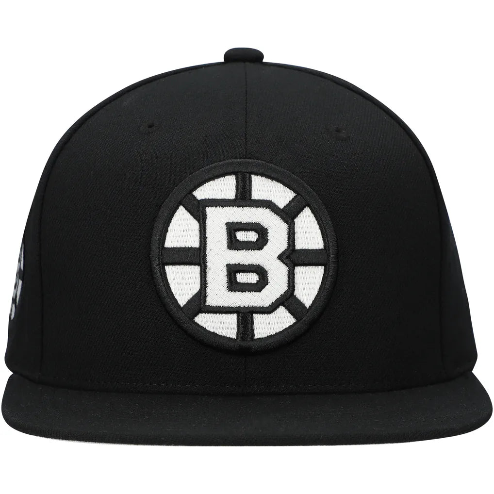 Boston Bruins Mitchell & Ness Team Snapback Hat - Black Techwosell