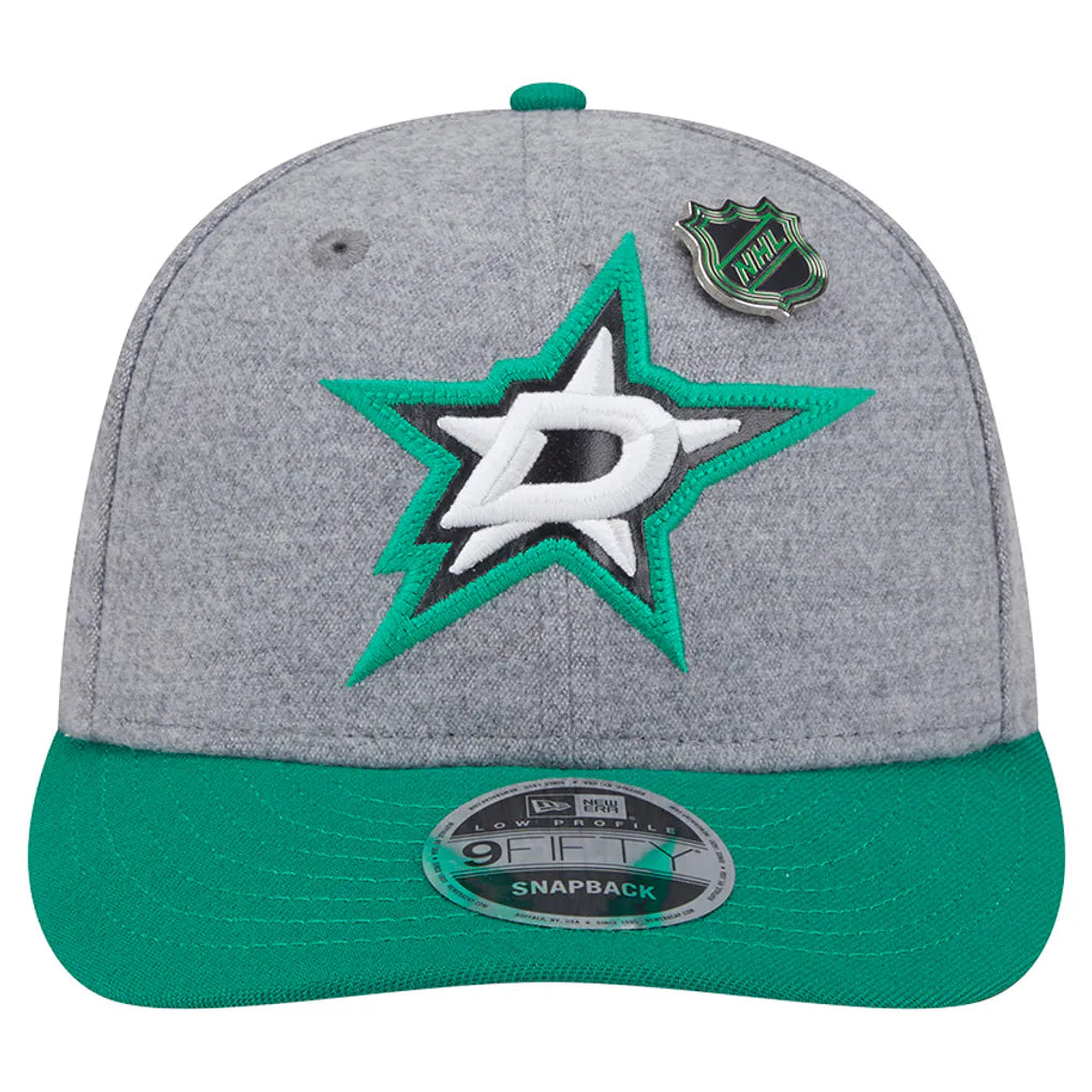 Dallas Stars New Era Wool Pin Low Profile 9FIFTY Snapback Hat - Kelly Green/Green