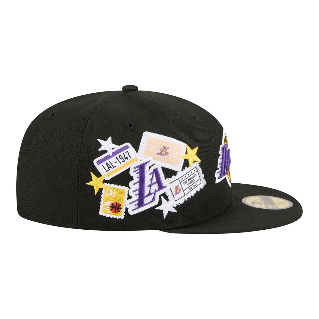 Los Angeles Lakers New Era Team Collage 59FIFTY Fitted Hat - Black