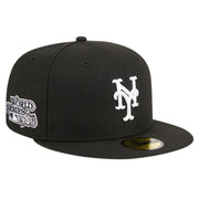New York Mets New Era Logo 59FIFTY Fitted Hat - Black Techwosell