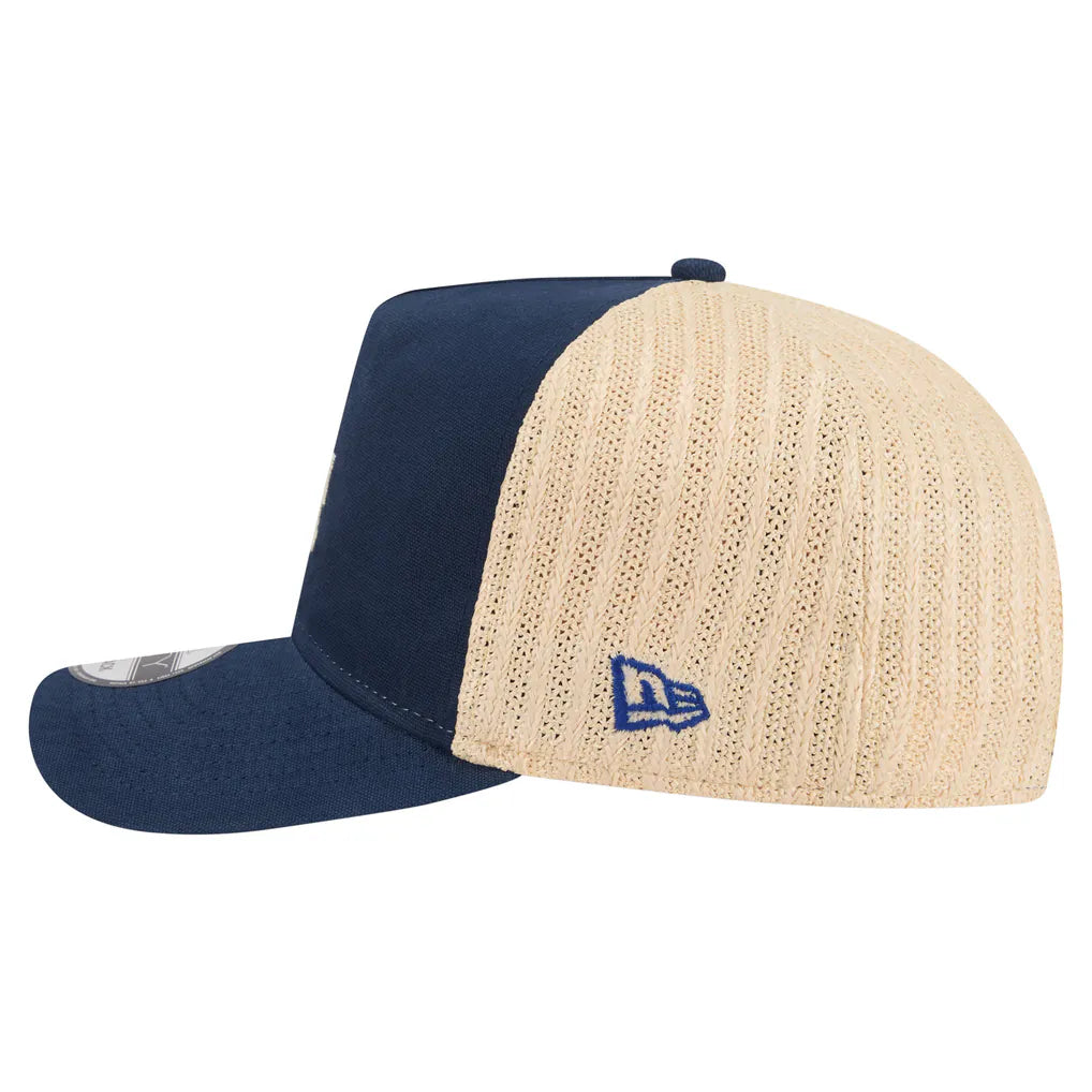 Los Angeles Dodgers New Era Grained 9FIFTY A-Frame Trucker Adjustable Hat - Blue/Natural Techwosell