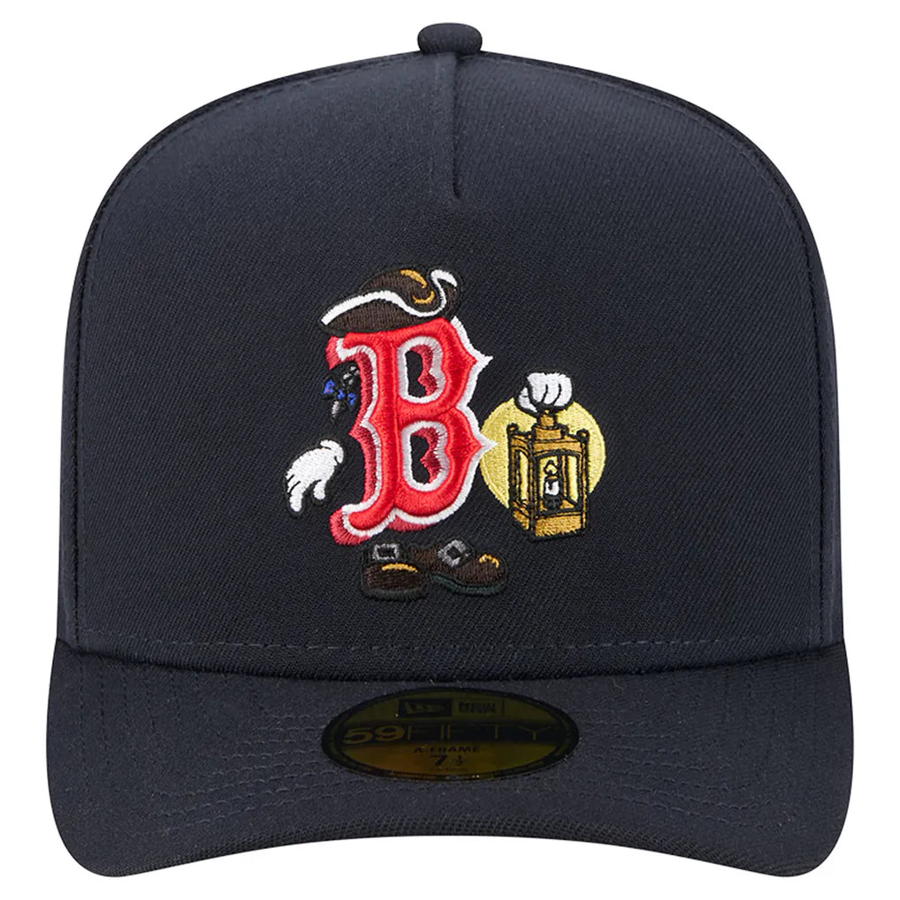 Boston Red Sox New Era Cartoon A-Frame 59FIFTY Fitted Hat - Navy Techwosell