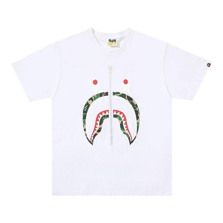 BATHING APE White T-SHORT SLEEVE TEE 1ST CAMO SHARK TEE