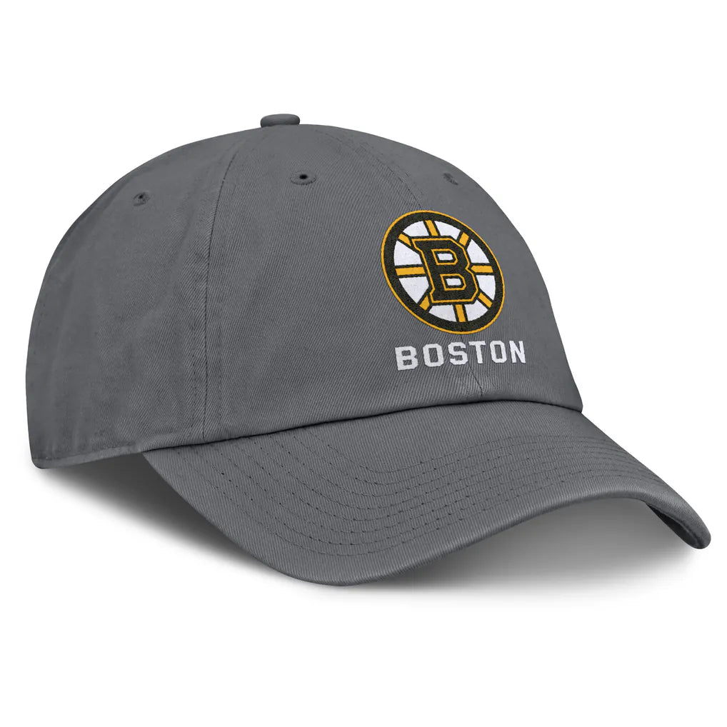 Boston Bruins Fanatics Washed Adjustable Hat - Charcoal