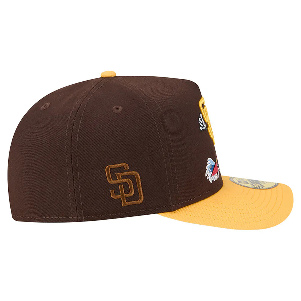 San Diego Padres New Era Cartoon A-Frame 59FIFTY Fitted Hat - Dark Brown/Yellow