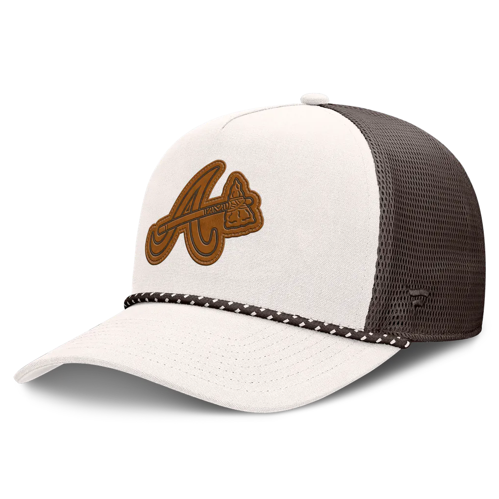 Atlanta Braves Fanatics Level Up Bronco Adjustable Trucker Hat - Cream/Brown