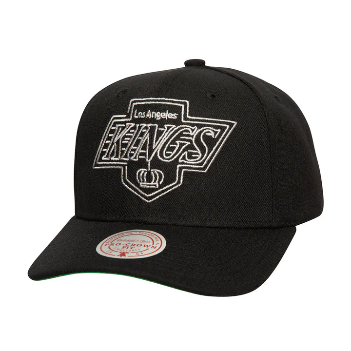 Los Angeles Kings Mitchell & Ness Soul Strike Neon Logo Pro Crown Adjustable Hat - Black
