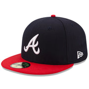 Atlanta Braves New Era Home Authentic Collection On-Field 59FIFTY Fitted Hat - Navy/Red Techwosell