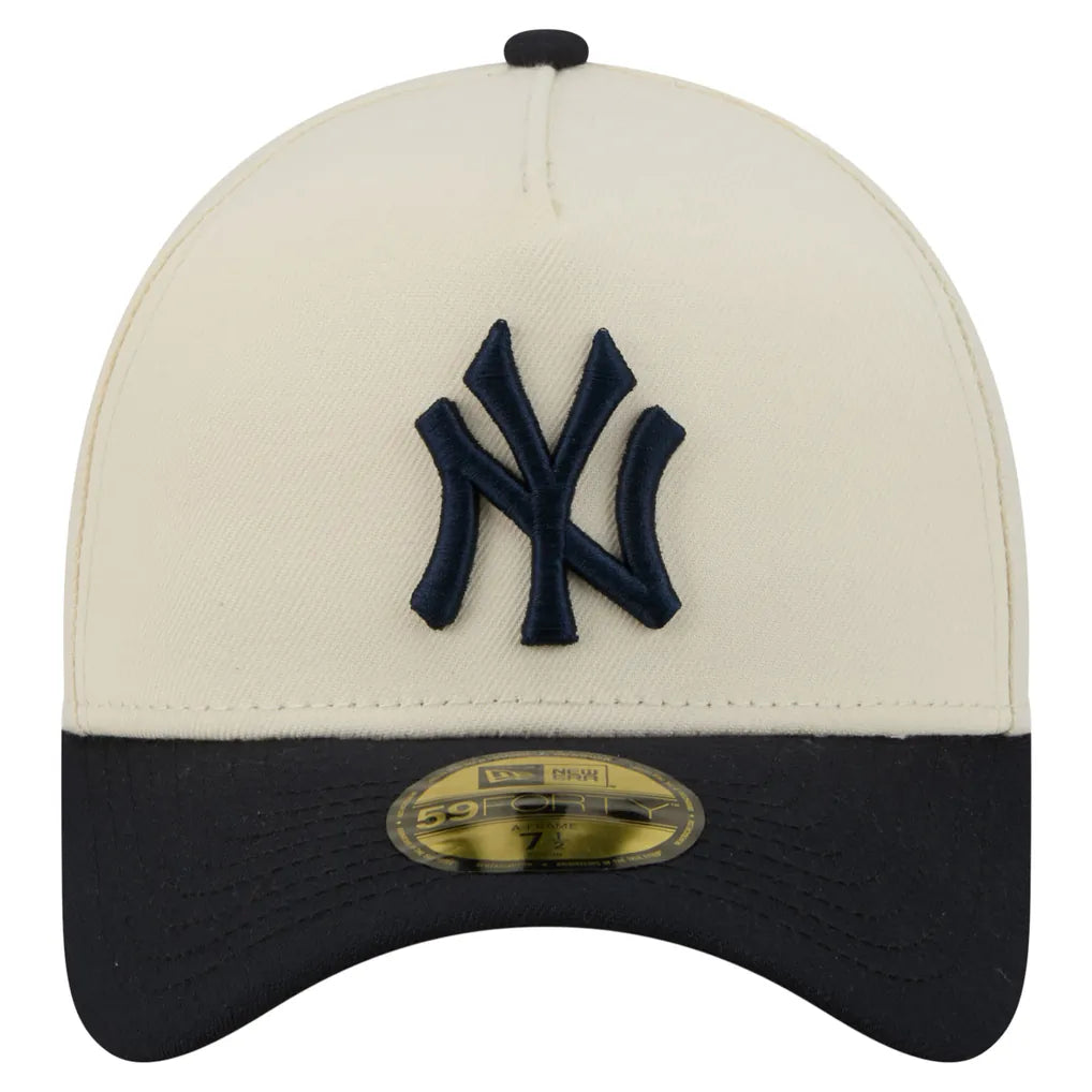 New York Yankees New Era Chrome A-Frame 59FORTY Fitted Hat - Cream Techwosell