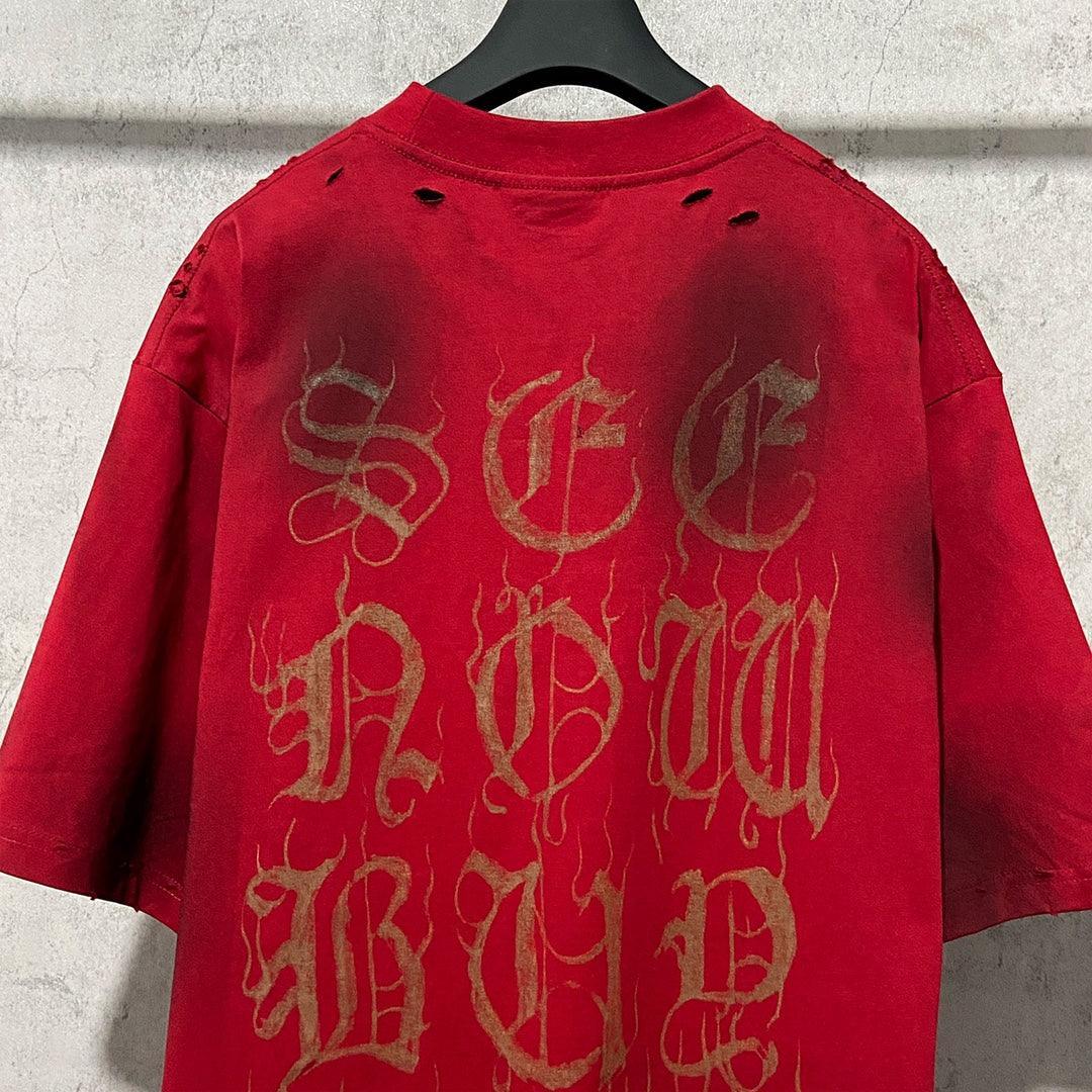 Balenciaga Red T-Shirt Without Collar Techwosell