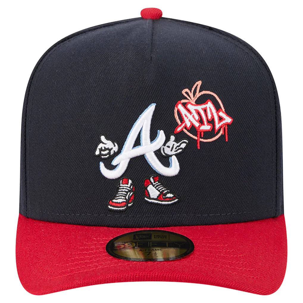 Atlanta Braves New Era Cartoon A-Frame 59FIFTY Fitted Hat - Navy/Red