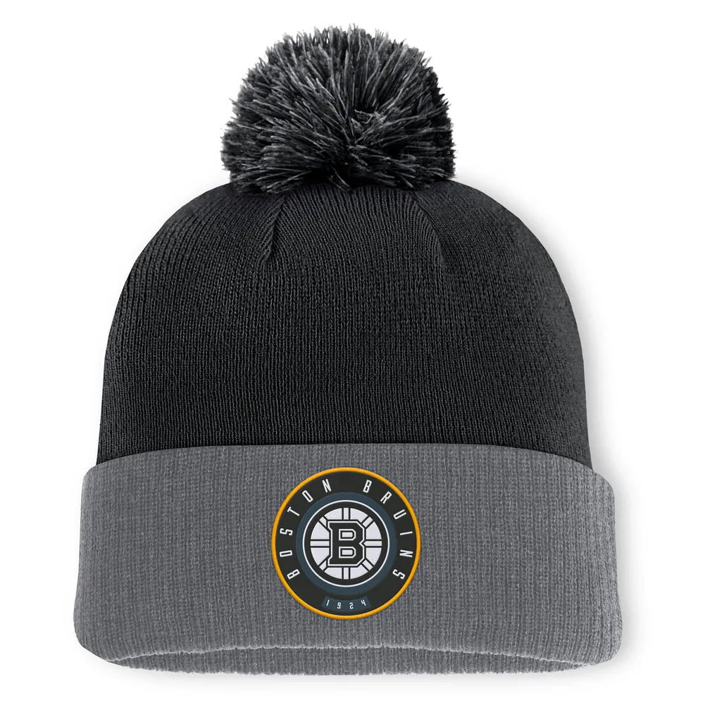 Boston Bruins Fanatics Aspyn Cuffed Knit Hat with Pom - Black