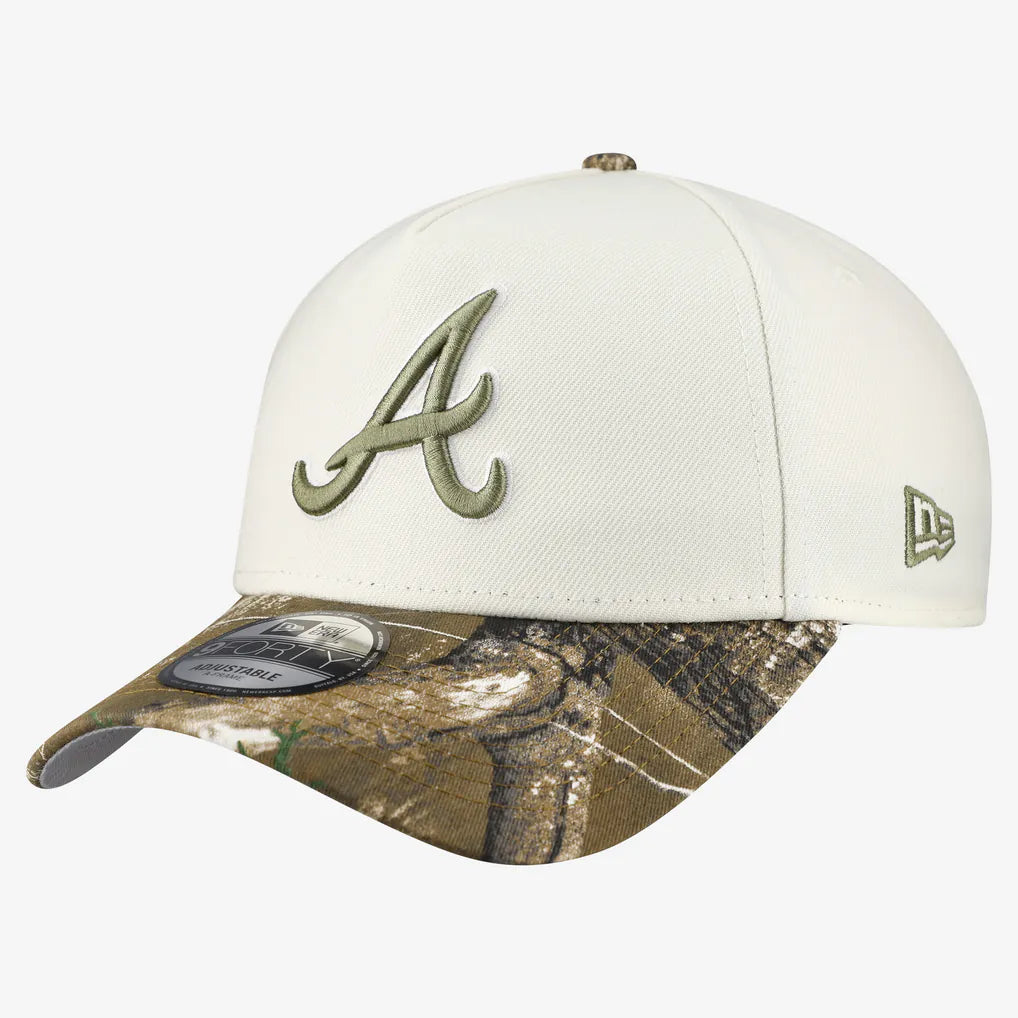 Atlanta Braves New Era 9FORTY A-Frame Adjustable Hat - Cream/Realtree Camo