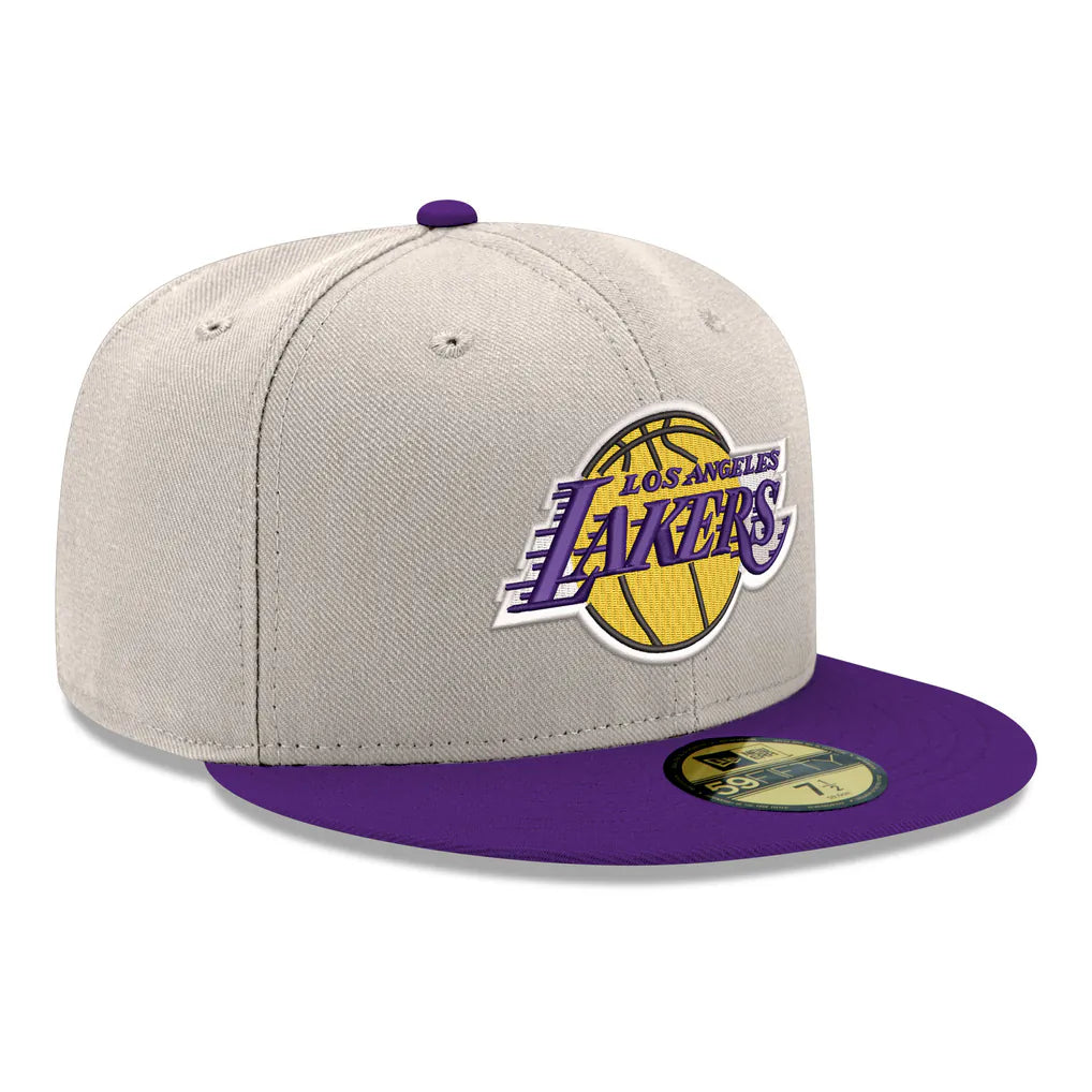 Los Angeles Lakers New Era Chrome 59FIFTY Fitted Hat - Gray/Purple