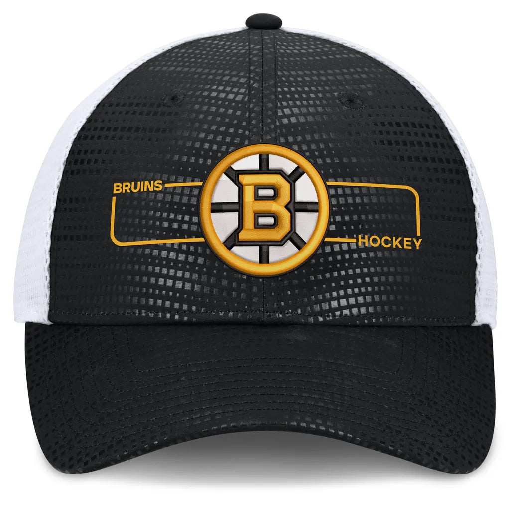 Boston Bruins Fanatics Authentic Pro Rink Boxed Logo Trucker Hat - Black Techwosell