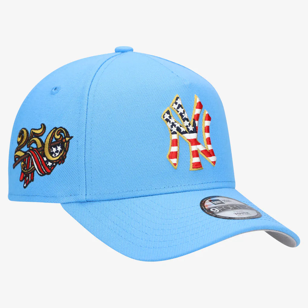 New York Yankees New Era Youth Celebrate America's 250th 9FORTY A-Frame Adjustable Hat - Light Blue
