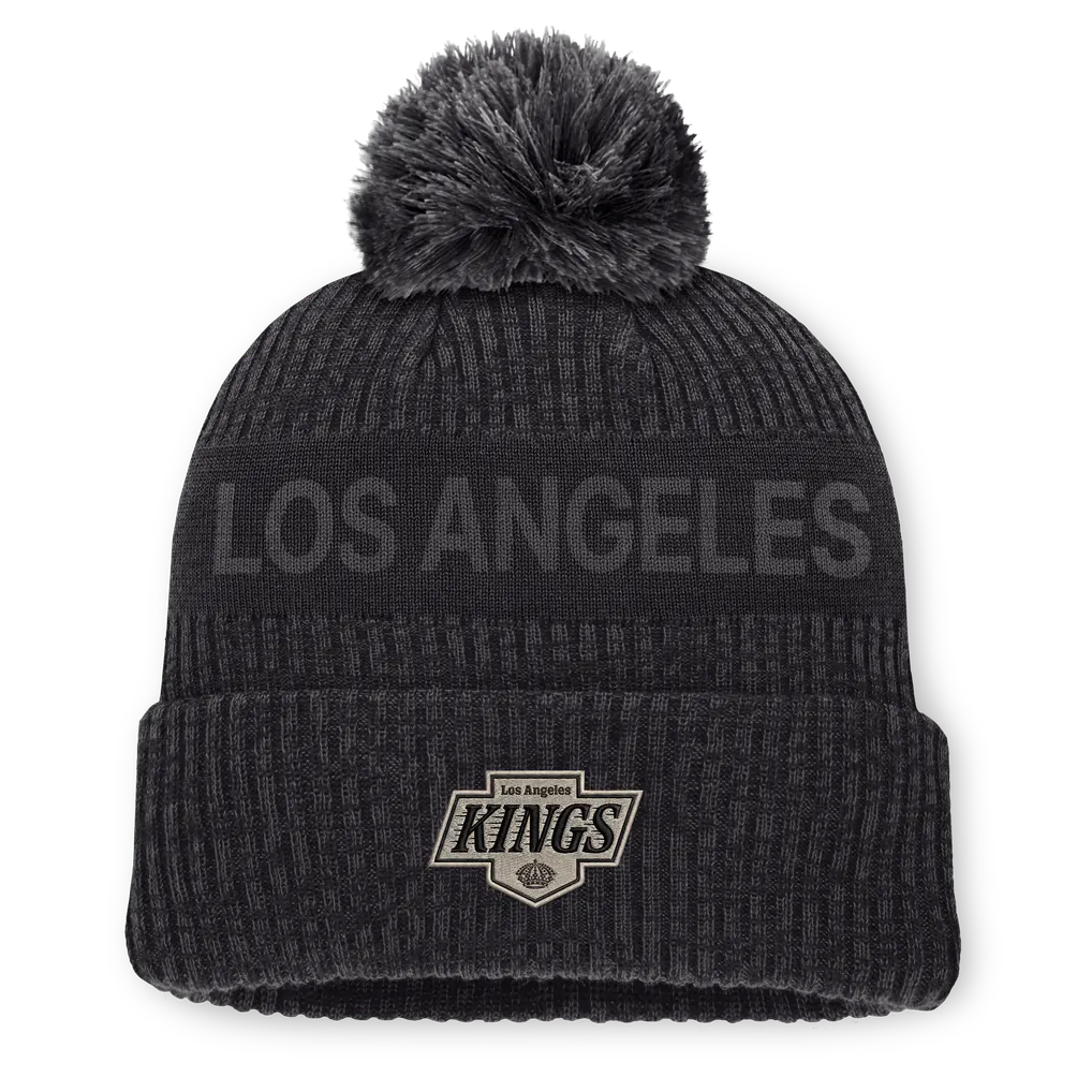 Los Angeles Kings Fanatics Road Phantom Cuffed Knit Hat with Pom - Charcoal Techwosell