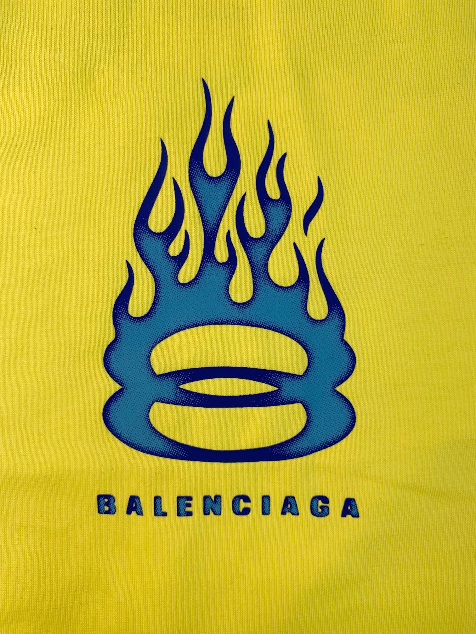 Balenciaga Men's Yellow Burning Unity T-Shirt