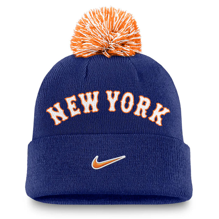 New York Mets Nike Peak Cuffed Knit Hat with Pom - Royal