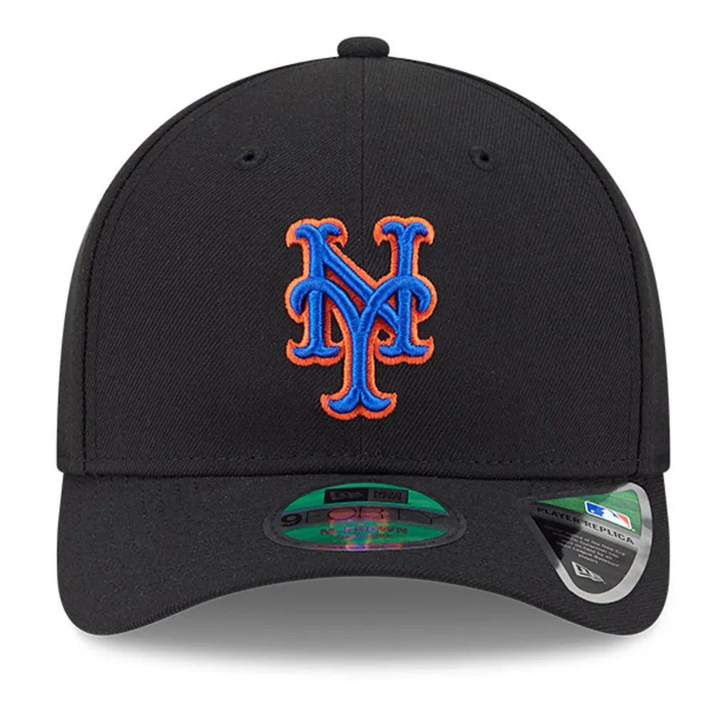 New York Mets New Era Player Replica 9FORTY Adjustable Hat - Black Techwosell