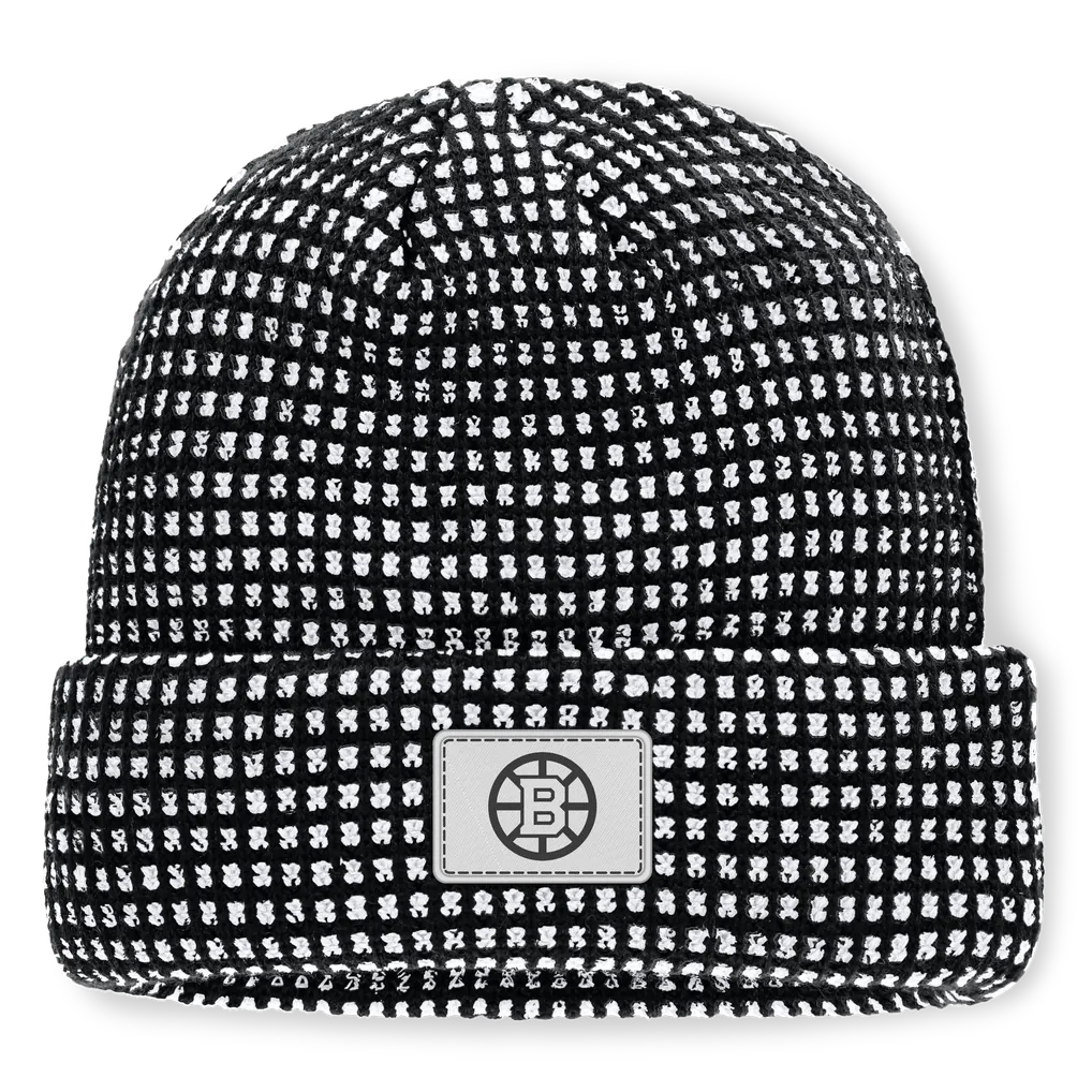 Boston Bruins Fanatics Fundamental Scheme Ribbed Cuffed Knit Hat - Black