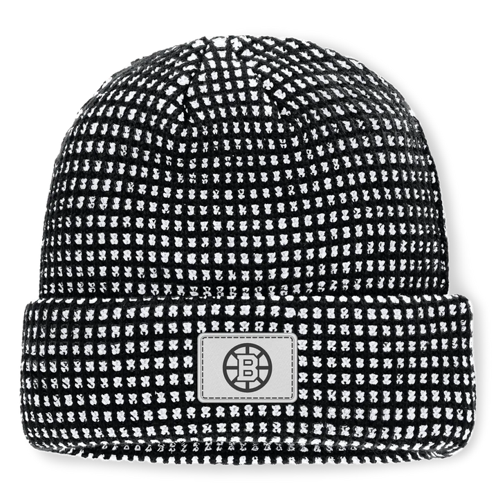 Boston Bruins Fanatics Fundamental Scheme Ribbed Cuffed Knit Hat - Black
