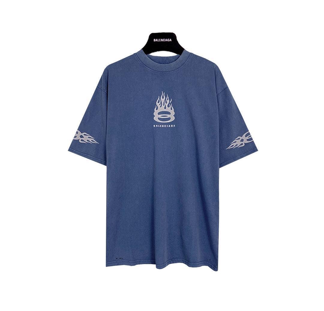 Balenciaga Light Blue T-Shirt Without Collar Techwosell