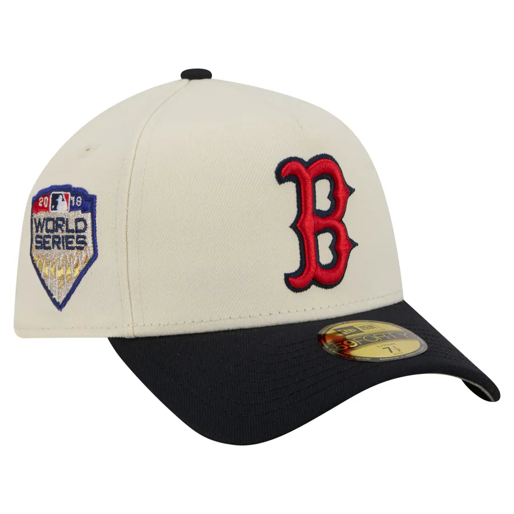 Boston Red Sox New Era Chrome A-Frame 59FORTY Fitted Hat - Cream
