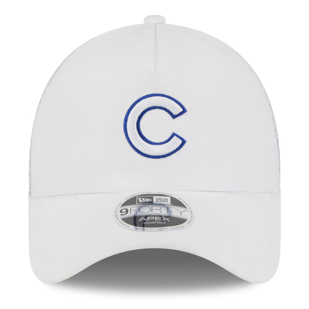 Chicago Cubs New Era 2026 Batting Practice Apex 9FORTY Adjustable Trucker Hat - White Techwosell