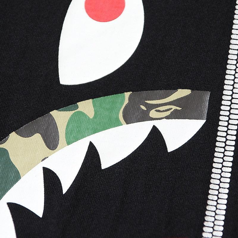 BATHING APE Black T-SHORT SLEEVE TEE 1ST CAMO SHARK TEE Techwosell