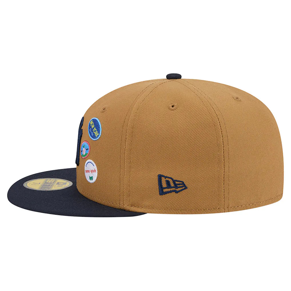 New York Yankees New Era Fruit Sticker 59FIFTY Fitted Hat - Tan Techwosell