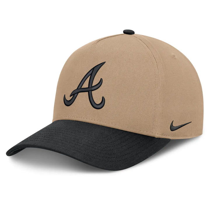 Atlanta Braves Nike Rise A-Frame Adjustable Hat - Khaki/Black