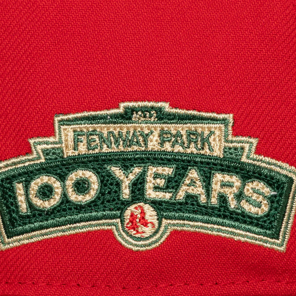 Boston Red Sox Mitchell & Ness Fenway Park 100th Anniversary Patch Secondary Pro Snapback Hat - Red Techwosell