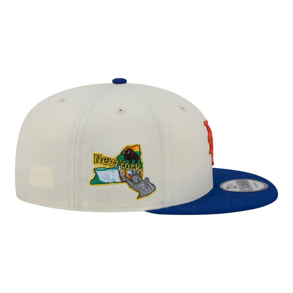 New York Mets New Era Localized 9FIFTY Snapback Hat - Cream/Royal