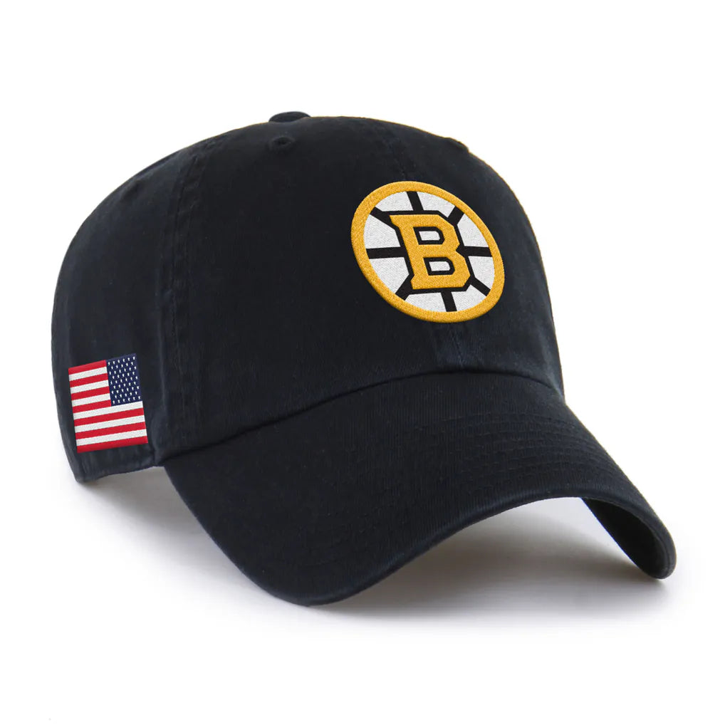 Boston Bruins '47 Unisex Heritage Flag Clean Up Adjustable Hat - Black Techwosell