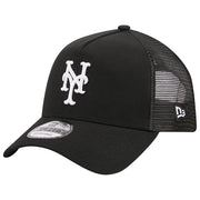 New York Mets New Era A-Frame 9FORTY Trucker Adjustable Hat - Black Techwosell