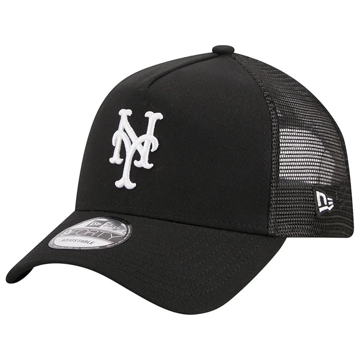 New York Mets New Era A-Frame 9FORTY Trucker Adjustable Hat - Black