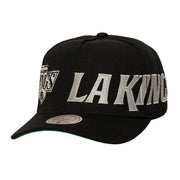 Los Angeles Kings Mitchell & Ness Busted Logo Wordmark Wrap-Around Pro Pinch Adjustable Hat - Black Techwosell