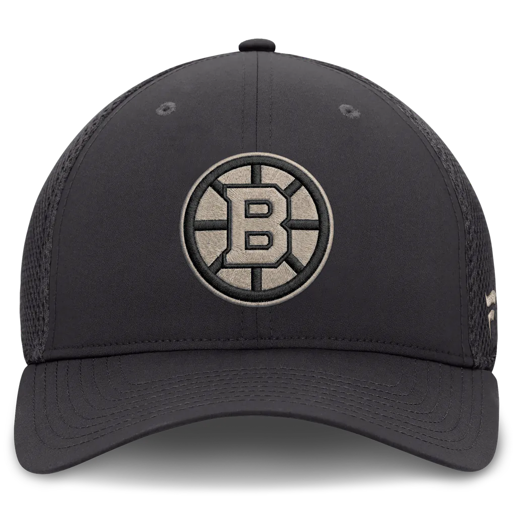 Boston Bruins Fanatics Road Meshback Stretch Hat - Charcoal Techwosell