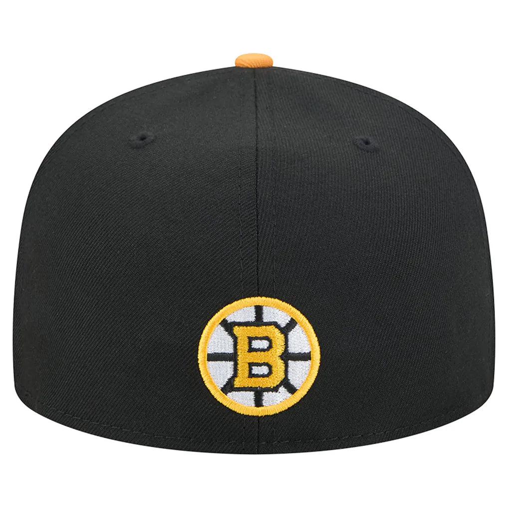 Boston Bruins New Era City Icon Stitched Overlay 59FIFTY Fitted Hat - Black/Gold