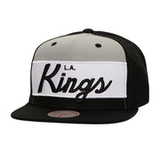 Los Angeles Kings Mitchell & Ness Retro Script Colorblock Snapback Hat - Black Techwosell