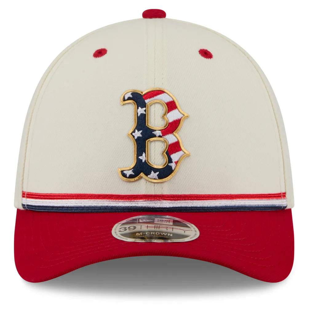 Boston Red Sox New Era USA 250 Fourth of July 39THIRTY M-Crown Flex Hat - Cream/Red Techwosell