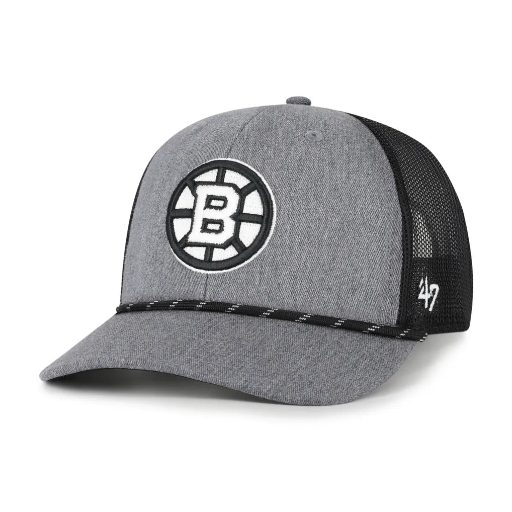 Boston Bruins '47 Carbon Rope Trucker Adjustable Hat - Gray Techwosell
