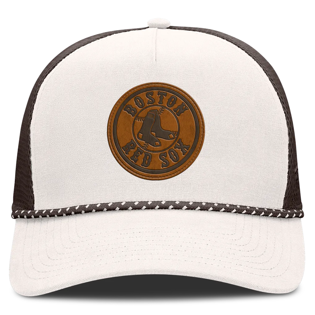 Boston Red Sox Fanatics Level Up Bronco Adjustable Trucker Hat - Cream/Brown Techwosell