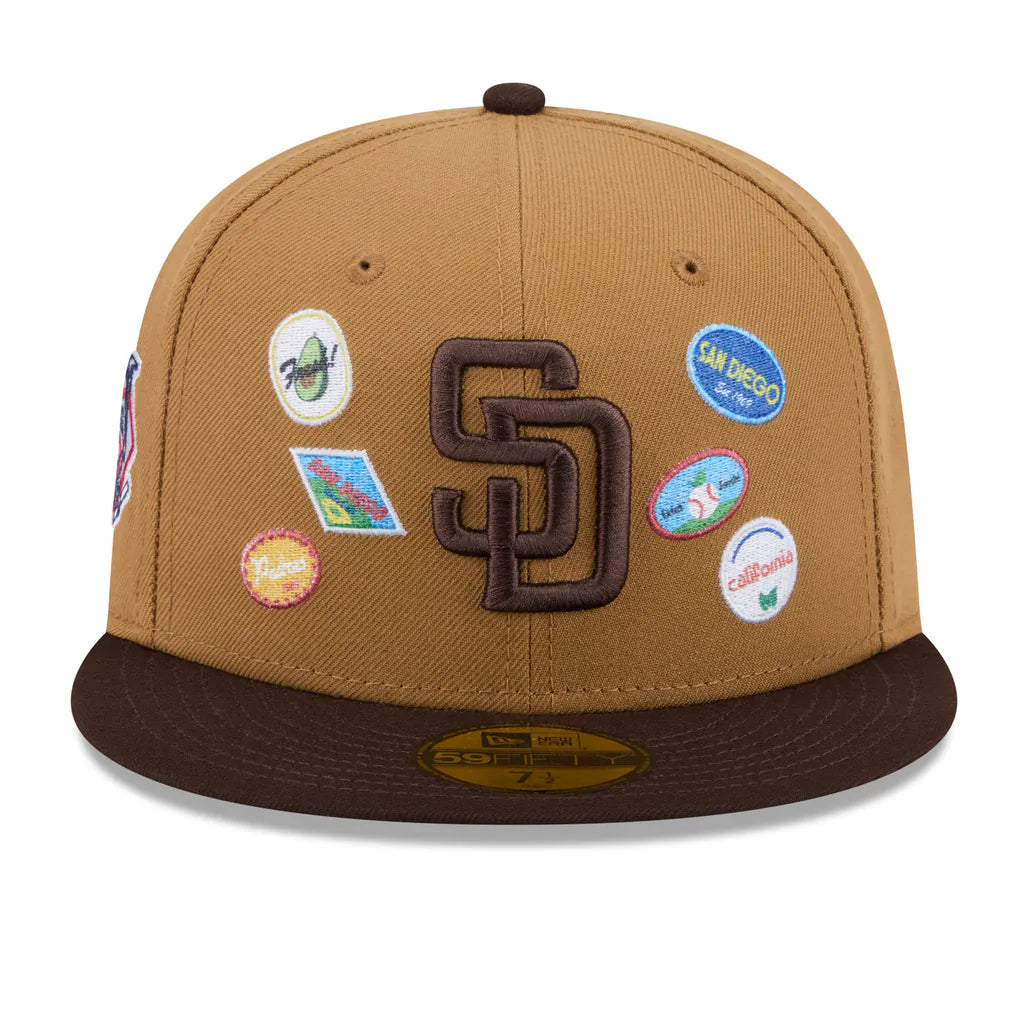 San Diego Padres New Era Fruit Sticker 59FIFTY Fitted Hat - Tan